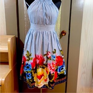 Vince Camuto Blue and White floral Striped Dress